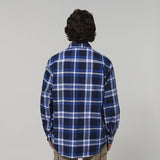 Hard Yakka Check Shirt Full Button Blue
