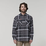 Hard Yakka Check Shirt Full Button Charcoal