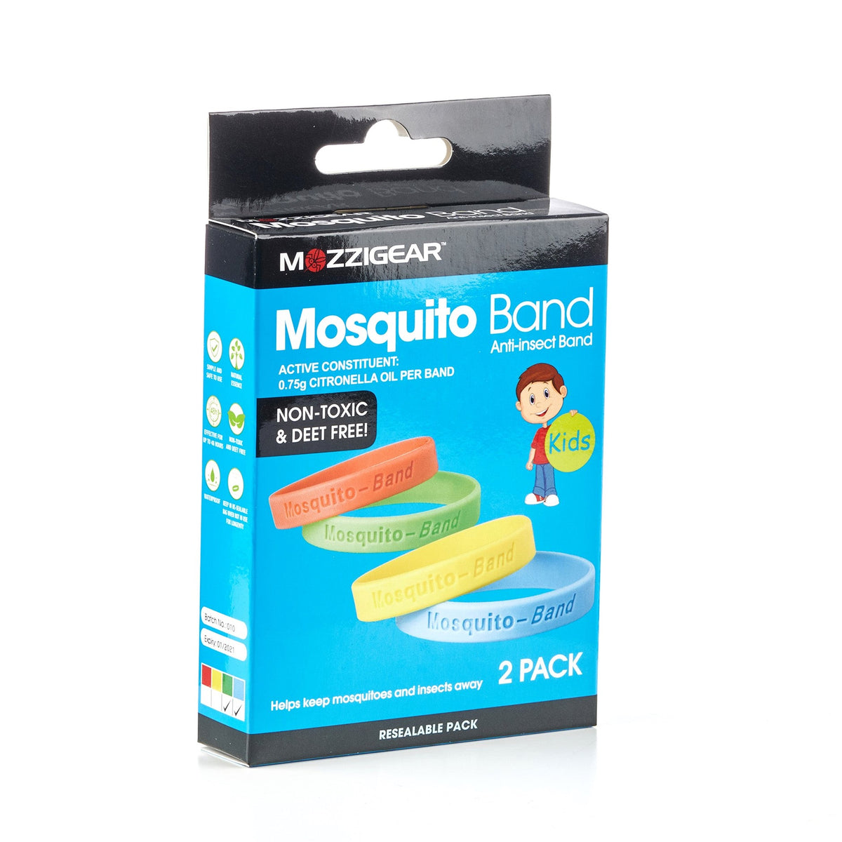 Mozzigear Mosquito Band Plain Kids 2Pk Getaway Outdoors Kelmscott