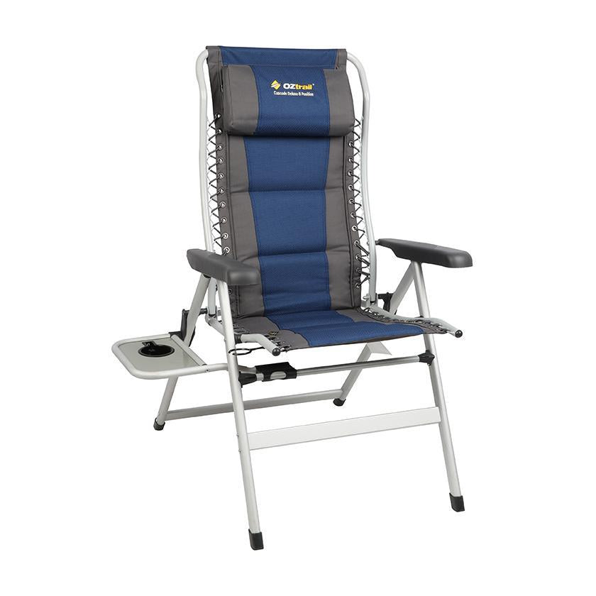 OZtrail Cascade Deluxe Eight Position Recliner Chair with Side Table