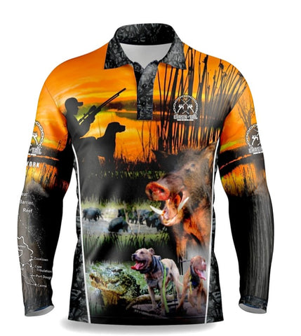 Chasin Tail Pig Dog Fishing and Hunting Apparel Long Sleeve Shirt