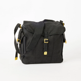 Cotton Canvas Webbing Shoulder Bag Black WH3