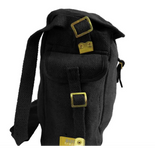 Cotton Canvas Webbing Shoulder Bag Black WH3