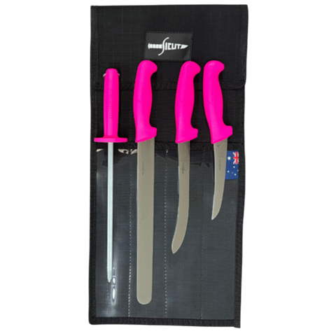 Sicut Fisherman Knife Set w/ Pink Handles