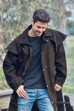 Burke & Wills Mens Oilskin Jacket Stockman Short Brown