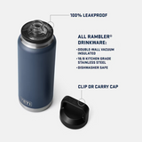 Yeti 36oz Rambler with Chug Cap - Black Forest Green