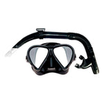 Mirage Stealth Black Silicone Adult Mask and Snorkel Set