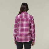 Hard Yakka Womans Full Button Checked Shirt Plum
