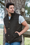 Burke & Wills Mens Oilskin Byron Vest Brown