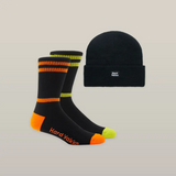 Hard Yakka 2Pk Socks With Beanie Bundle Black