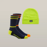 Hard Yakka 2Pk Socks With Beanie Bundle Navy