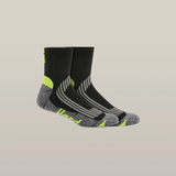 Hard Yakka 2Pk Coolmax Crew Sock Blk/Grey/yellow 7-12