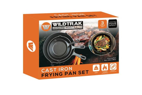 Wildtrak Cast Iron Frying Pan 3 Piece Set